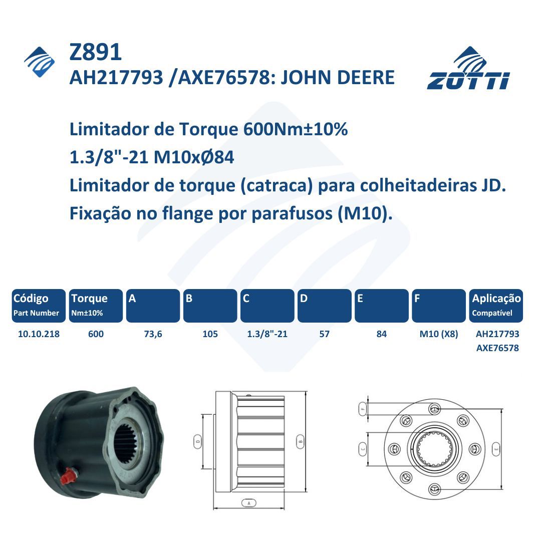 Z891 LIMITADOR DE TORQUE FLANGE FIXO 600NM 1.3/8